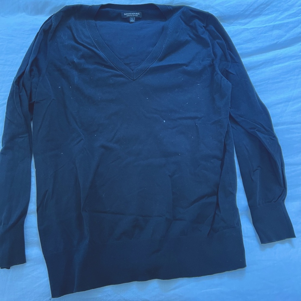 Banana Republic Black Vneck Cotton Stretch top